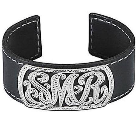 Sterling Personalized Monogram Leather Cuff