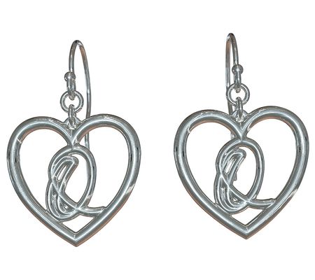 Sterling Silver 3/4" Healing Heart Drop Initial Earrings