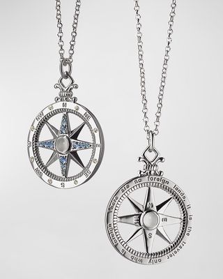 Sterling Silver Adventure Compass Pendant Necklace