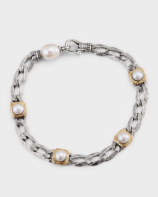 Sterling Silver and 18K Gold Pearl Bracelet