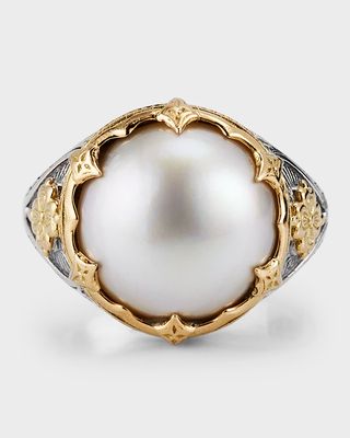 Sterling Silver and 18K Gold Pearl Ring