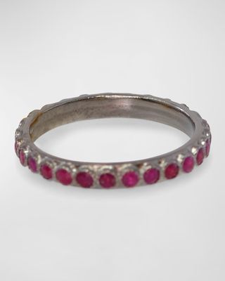 Sterling Silver and Garnet Stack Band Ring