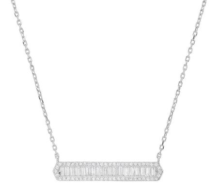 Sterling Silver Baguette-Cut Bar Necklace