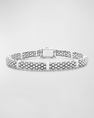 Sterling Silver Caviar Ceramic Station Bracelet