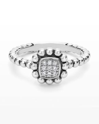 Sterling Silver Caviar Spark Ring with Diamonds