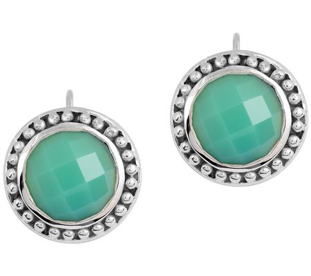 Sterling Silver Chrysoprase Colored Chalcedony Earrings