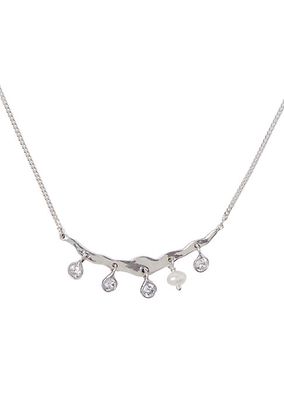 Sterling Silver, Cubic Zirconia & Freshwater Pearl Pendant Necklace