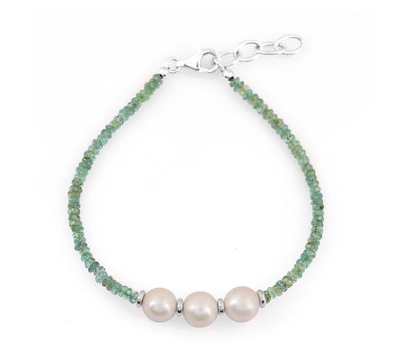Sterling Silver Cultured Pearl & Gemstone Bead Bracelet