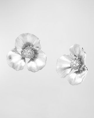 Sterling Silver Jardin Flower Earrings with Diamonds