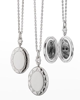 Sterling Silver Oval Isabella Locket with White Sapphires