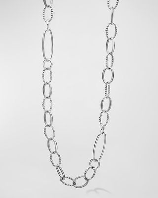 Sterling Silver Oval Link Necklace, 34"L