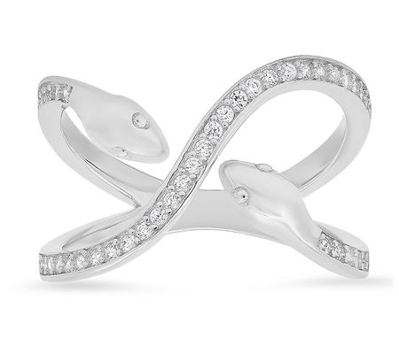 Sterling Silver Pave Bypass Snake Ring