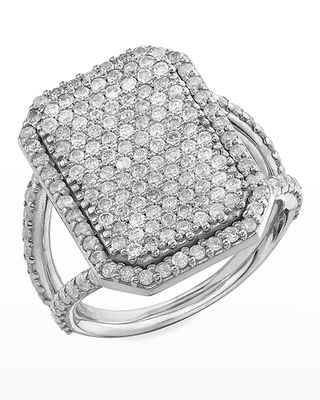 Sterling Silver Pave Shield Ring, Size 7