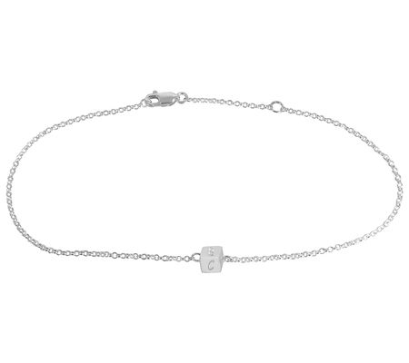 Sterling Silver Personalized Mini Cube Ankle Br acelet