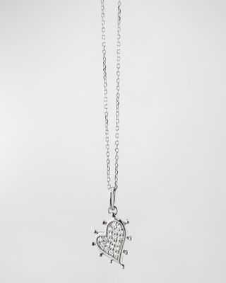 Sterling Silver Petite Pavé White Sapphire Heart Necklace