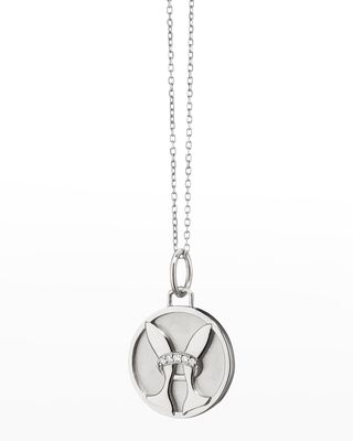 Sterling Silver Pisces Zodiac Charm Necklace with White Sapphires
