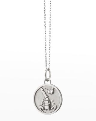 Sterling Silver Scorpio Zodiac Charm Necklace with White Sapphires