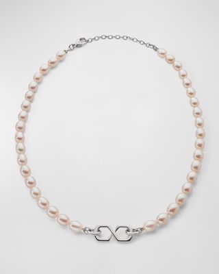 Sterling Silver The Symbol Pearl Infinity Necklace