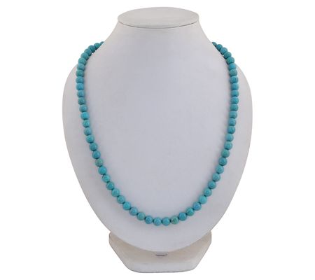 Sterling Silver Turquoise Round Bead Necklace