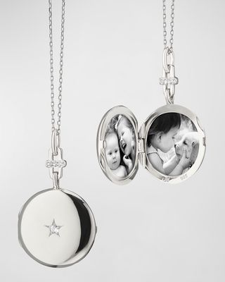 Sterling Silver Twinkle Star Locket with White Sapphires