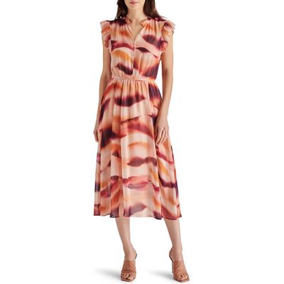 Steve Madden Allegra Ruffle A-Line Midi Dress in Rosewater 