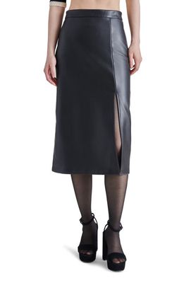 Steve Madden Amarilla Faux Leather Midi Skirt in Black