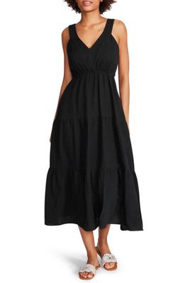 Steve Madden Amira Tiered Cotton Midi Dress in Black