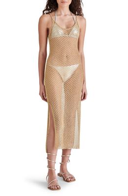 Steve Madden Anisha Sheer Mesh Sleeveless Dress in Gold