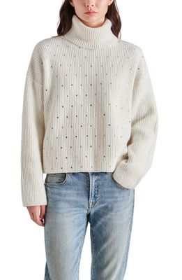 Steve Madden Astro Embellished Turtleneck Sweater in Whisper White