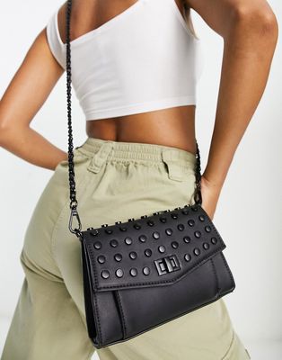 Steve Madden Baidan studded cross-body bag in black