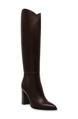 Steve Madden Bixby Pointed Toe Knee High Boot in Dark Brown Leather