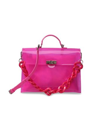 Steve Madden Briga jelly cross-body bag in with chain in pink