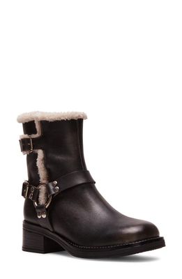 Steve Madden Brixton Faux Shearling Lined Engineer Boot in Black Distress
