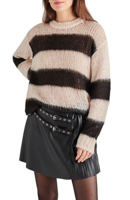 Steve Madden Elson Open Stitch Stripe Sweater in Black Multi