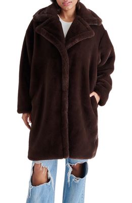 Steve Madden Emery Faux Fur Coat in Dark Brown