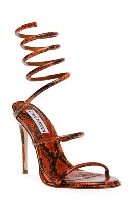 Steve Madden Exotica Ankle Wrap Sandal in Orange Snake