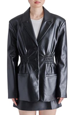 Steve Madden Frida Smocked Faux Leather Jacket in Black