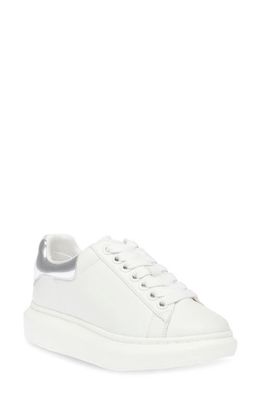 Steve Madden Glacer Platform Sneaker in White/Silver