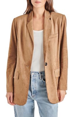 Steve Madden Imaan One-Button Faux Suede Blazer in Macadamia