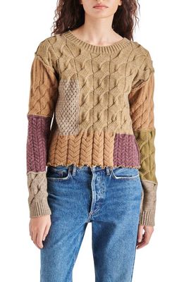 Steve Madden Karter Patchwork Sweater in Beige Multi