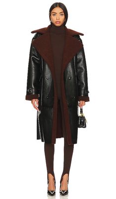 Steve Madden Kinzie Faux Leather Coat in Black