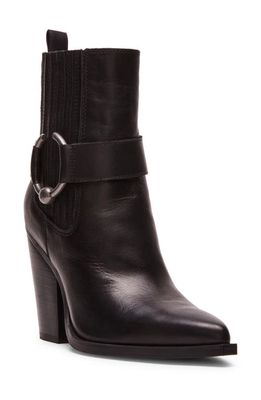 Steve Madden Lakelynn Pointed Toe Bootie in Black Leather