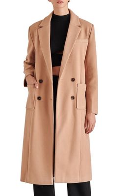 Steve Madden Nell Long Double Breasted Coat in Camel