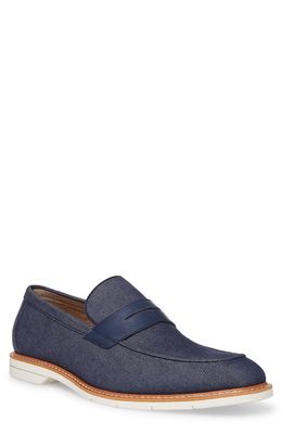 Steve Madden Normin Canvas Penny Loafer in Navy Fabric