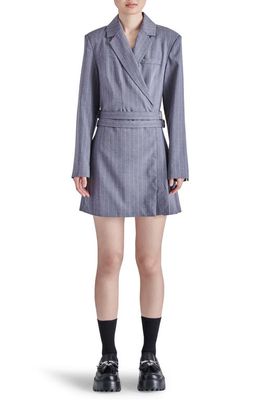 Steve Madden Odette Pinstripe Long Sleeve Blazer Minidress in Charcoal Grey