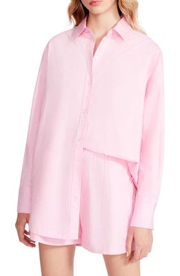 Steve Madden Poppy Oversize Cotton Button-Up Shirt in Pink Tulle