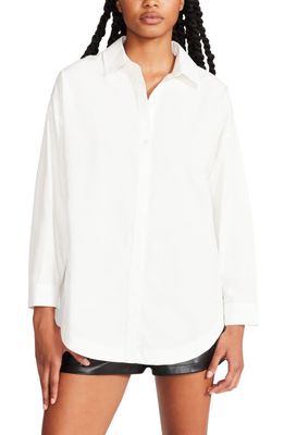 Steve Madden Poppy Oversize Cotton Button-Up Shirt in White