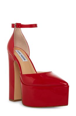 Steve Madden Prompt Pointed Toe Platform Pump in Red Patent