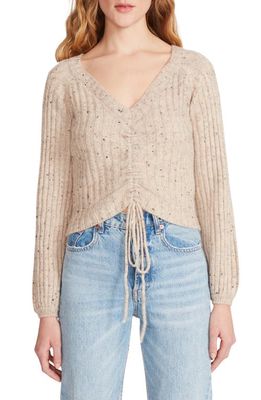 Steve Madden Ruched Out Crop Sweater in Beige Speckle