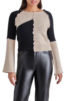 Steve Madden Rylee Colorblock Reverse Seam Sweater in New Taupe